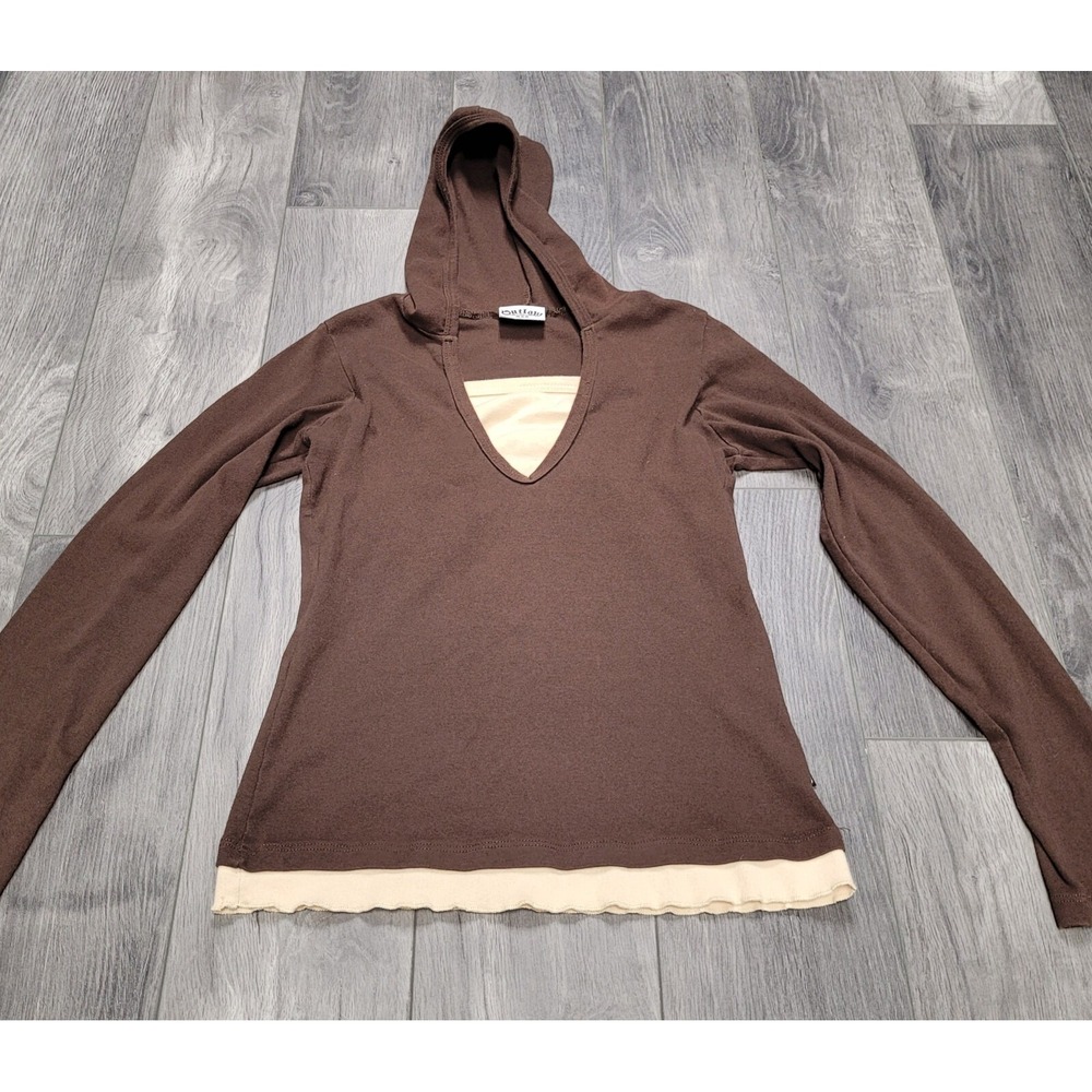 Women's Outlaw Long Sleeve Hooded Shirt Size Large Brown